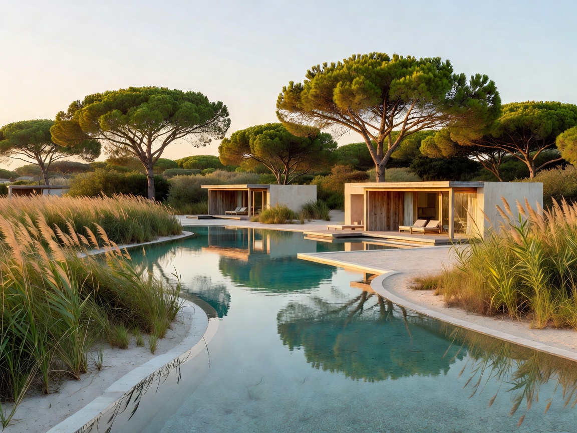 Sublime Comporta biological swimming pool suites surrounded by native reeds and coastal umbrella pines