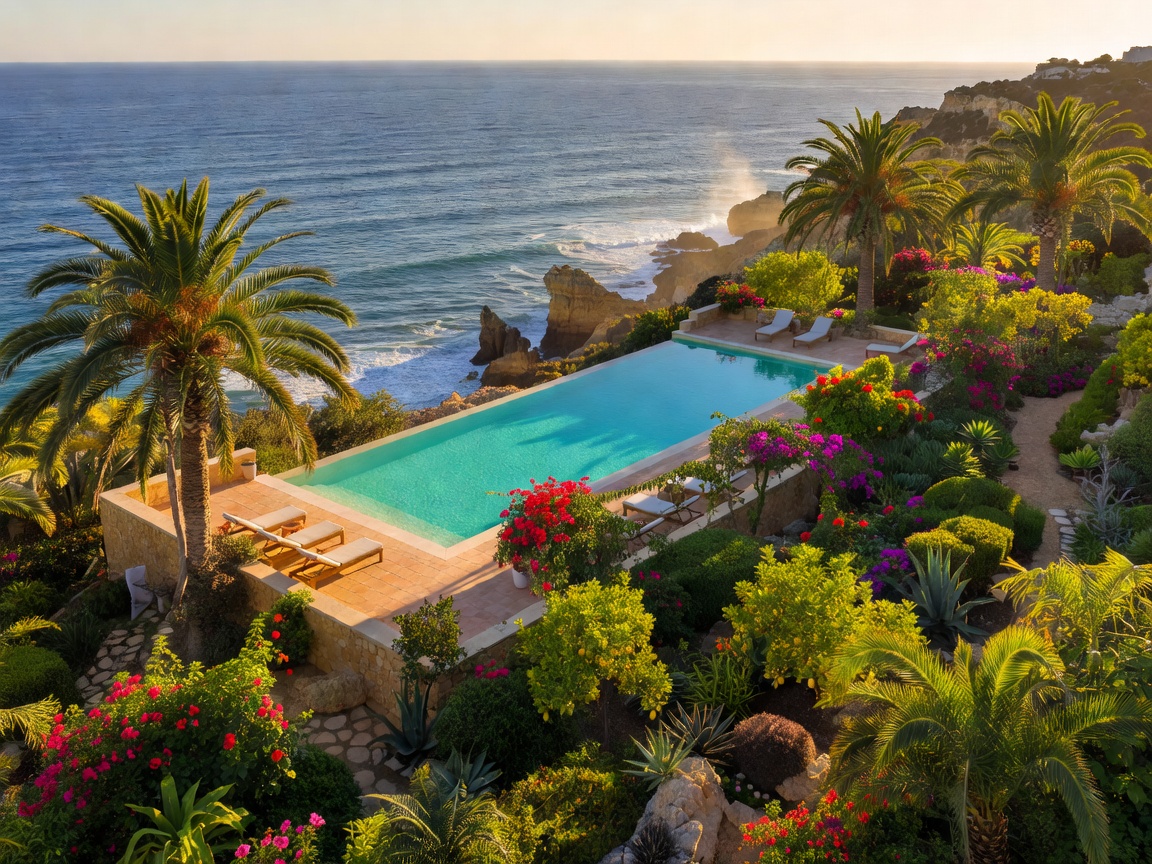 Vila Vita Parc Resort clifftop pool and lush subtropical gardens above the Atlantic in Porches Algarve